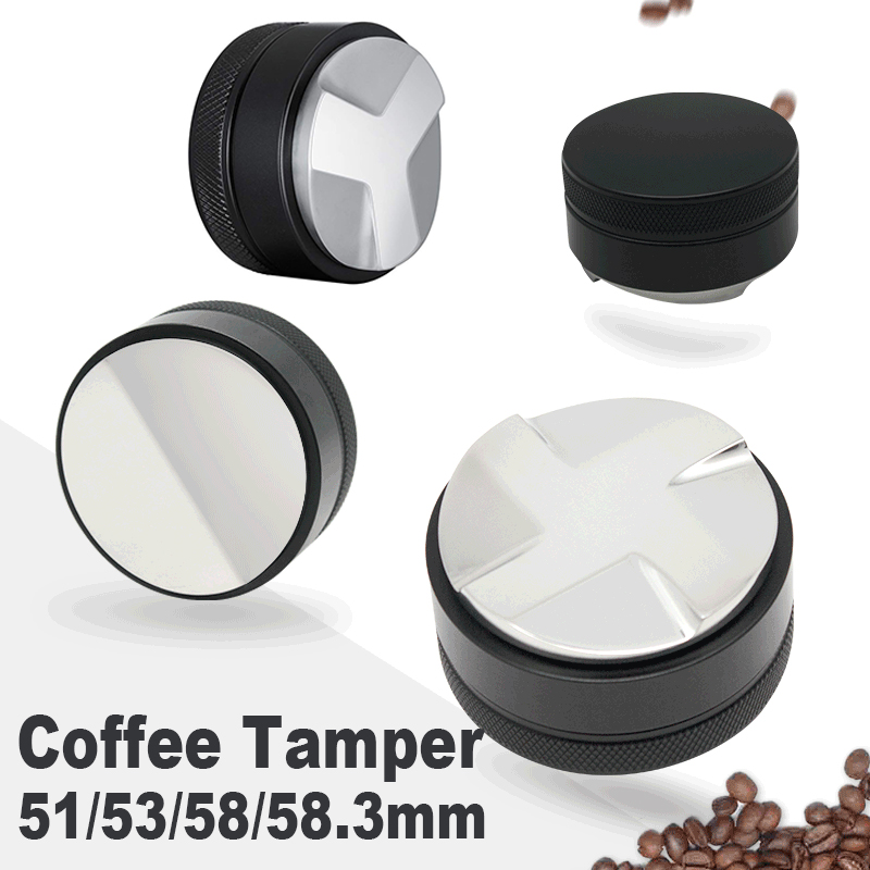 51/53/58/58.3mm Adjustable 304 Stainless Steel Coffee Espresso Tamper Macaron Convex Three Angled Slopes Base Distribution Tools