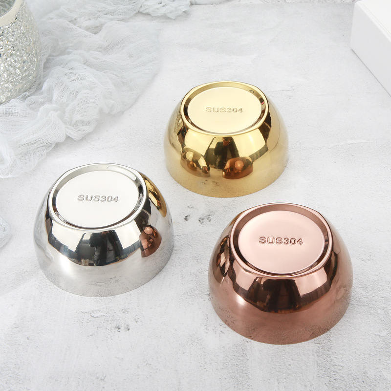 304 Stainless Steel Bowls Rose Golden Silver color Double Layer Insulated Rice Noodle Ramen Food Container Kitchen Products 1PC