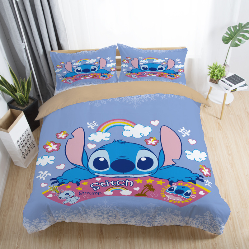 Disney Stitch Bedding Sets Twin Full Queen King Cartoon Quilt Cover Pillowcase Sheet Bed Duvet Cover Set for Children Adult