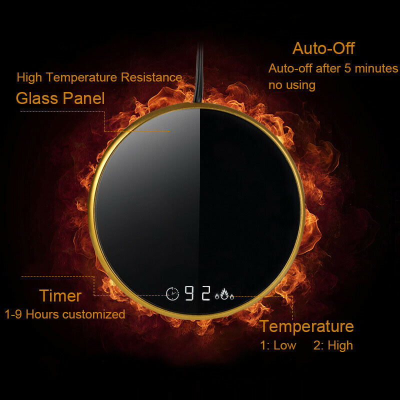 Heating Coaster Coffee Mug Cup Electric Warmer Beverage with Timer 2 Temperatures Settings For Water USB Gadgets EM88