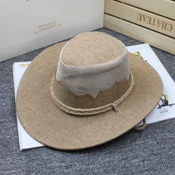 News Large Brim Breathable Cowboy Hats Mountaineering Vintage Outdoor Sunscreen Mesh Hats Men