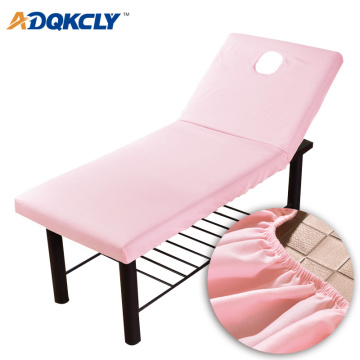 Pure Color Massage Table Bed Fitted Sheet Polyester Elastic Rubber Band Massage SPA Treatment Bed Cover with Face Breath Hole