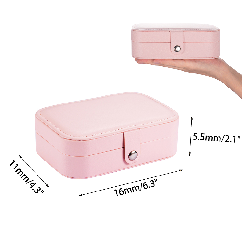 2020 New Double Leather Jewelry Storage Box Korean Earring Ring Flannel Jewelry Box Makeup Organizer Box
