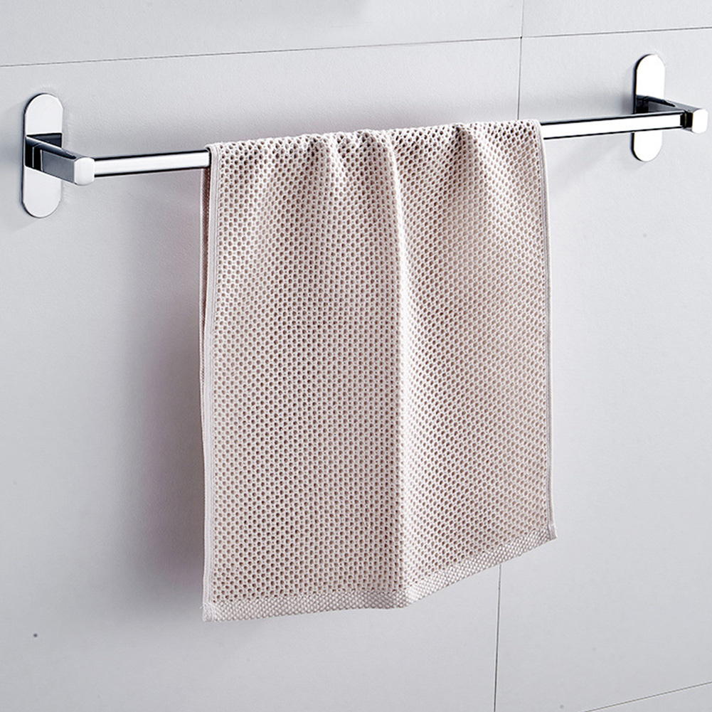 Stainless Steel Towel Holder Bathroom Supplies Hanging Kitchen Hotel Self Adhesive Rail Towel Bar Bath Rack Hanger No Drilling