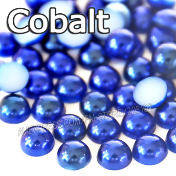 Cobalt Dark Blue Half Round bead 2mm 3mm 4mm 5mm 6mm 8mm imitation ABS Flat back Pearls for DIY Nail Art jewelry Accessory