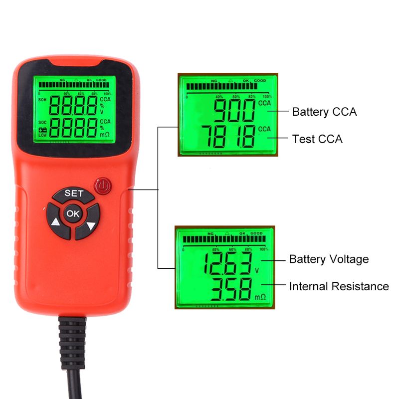 Digital 12V Car Battery Tester Vehicle Car LCD Battery Test Analyzer Auto System Analyzer Voltage ohm CCA Test Diagnostic Tools