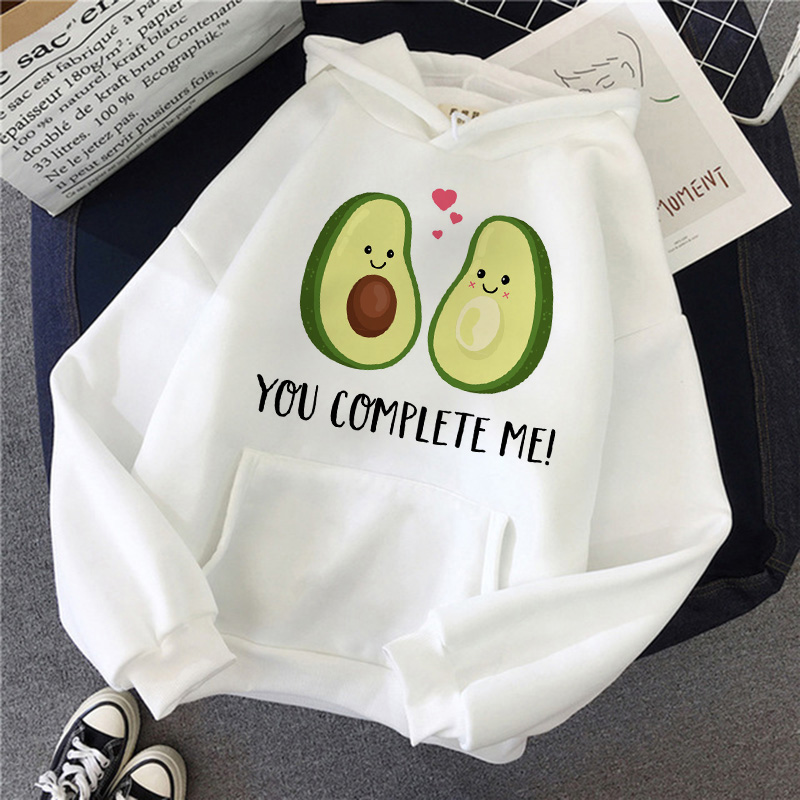 Avocado Hoodies Fashion Small Fresh 90s Women Vegan Cartoon Harajuku Cute Sweatshirt Warm Female Ullzang Graphic Avocado Hoodies