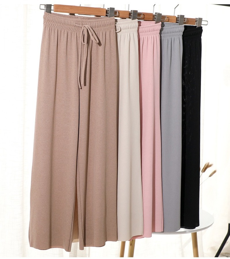 Autumn Women Straight Viscose Fiber Wide Leg Pants High Waist Loose Casual Sports Large Size Pants