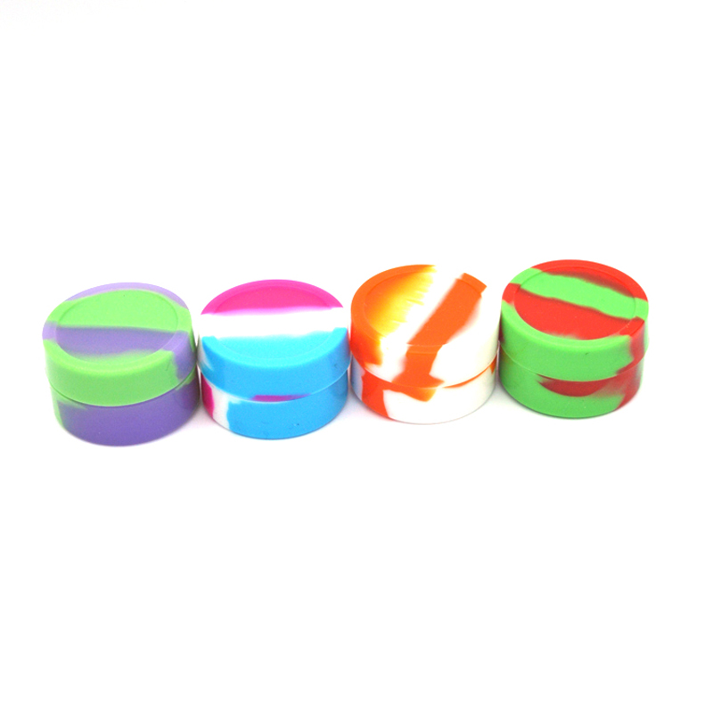 Silicone Container Nonsolid Color & Pure Color Wax Dry Herb Jars Dab Round Shape for Dry Herb Oil Wax Vaporizer E Cigarette