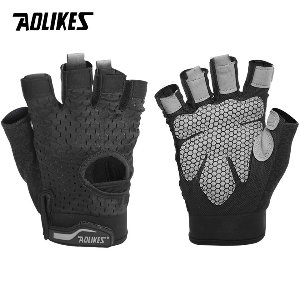 AOLIKES Professional Gym GlovesExercise Gloves Men Hands Protecting Breathable Sports Gloves Sport Fitness Weight-lifting Gloves