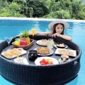 Freeshipping Rattan Butlers Side Table Relaxed Twist Hotel Spa Swimming Pool Float Breakfast Suspension Tray Table