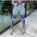Chocomist Jeans High Street Fashion Chic Spliced Skinny Women Pencil Pant LD8773-2