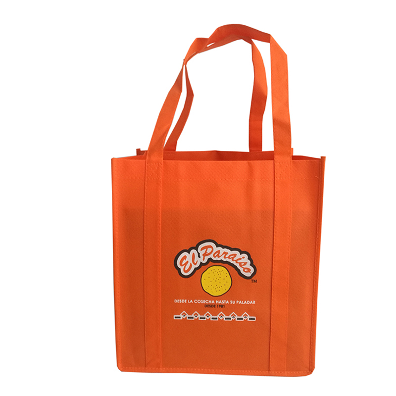 1000pcs/Lot Promotional 100g Thick Bag Reusable Orange Grocery Non Woven Shopping Bag with Long Handle for Shoes Clothing Store