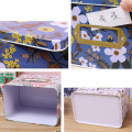 New Flowers Tin Storage Box Large Snack Candy Biscuits Coffee Box with Label Holder Home Organizer Coffee Sugar Tea Container