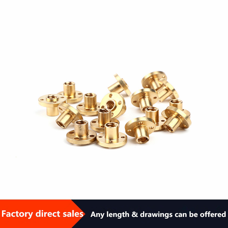 1pc T10 leadscrew nut Pitch2 lead 2mm/4mm/8mm /10m/12mm Brass T10*8mm Flange Lead Screw Nut for CNC Parts 3D Printer Accessories