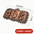 Three digits ABS Plastic Imitation Metal Bronze House Number Custom Sign Door Number Sticker For Hotel Apartment Door Plate