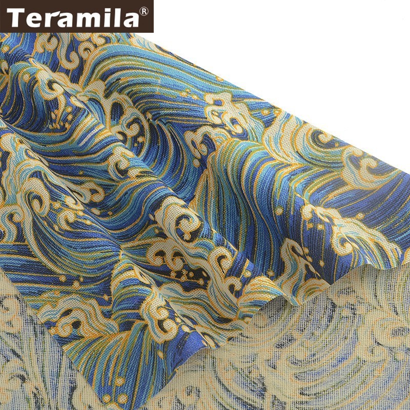 Teramila Cotton Linen Fabric Meters Ankara African Telas Tissu DIY Curtains Patckwork Tablecloth Material Cushion Bag
