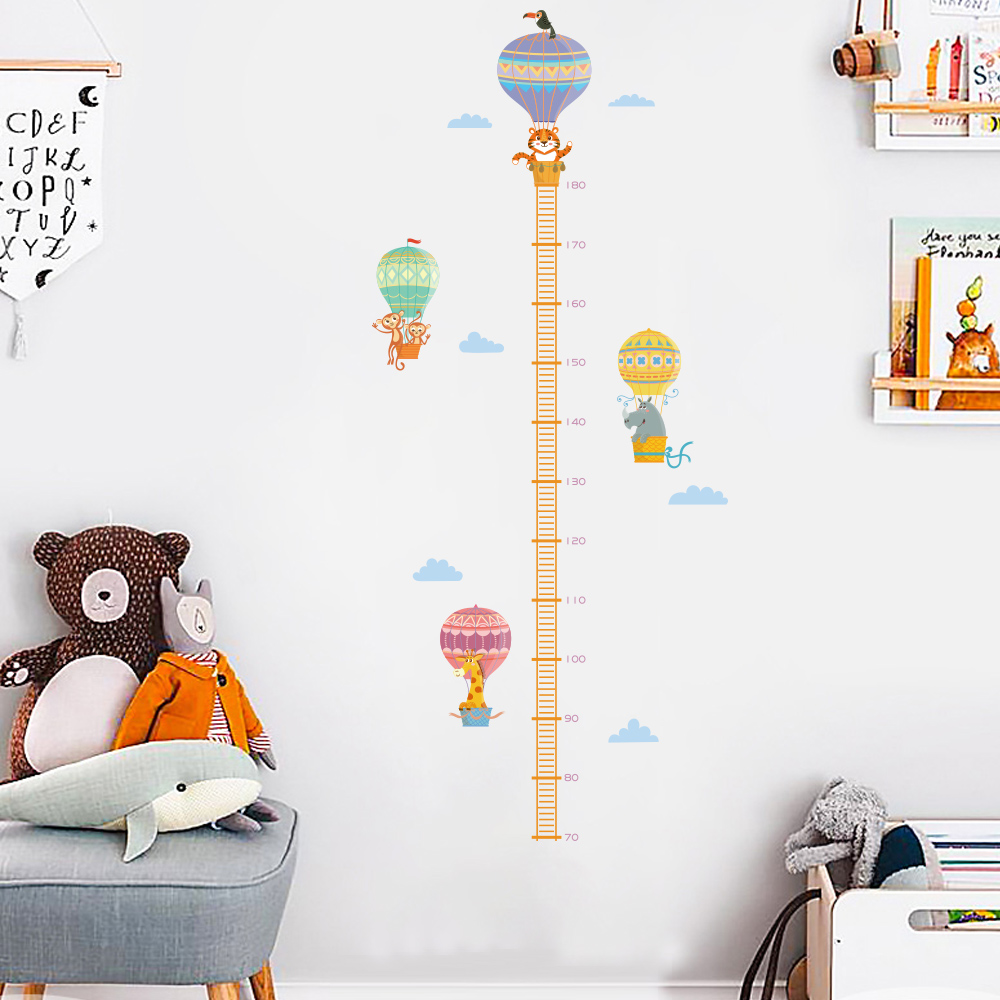 Dktie color cartoon animal height measurement wall stickers family essential children height map kindergarten wall decoration