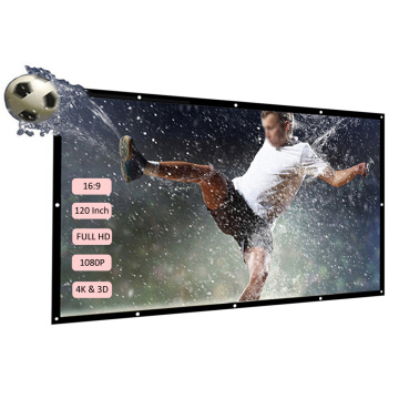 120'' Full HD Projector Screen Portable 16:9 1080P Video Projection Screen Foldable Wall Mounted for Outdoor Home Theater Office