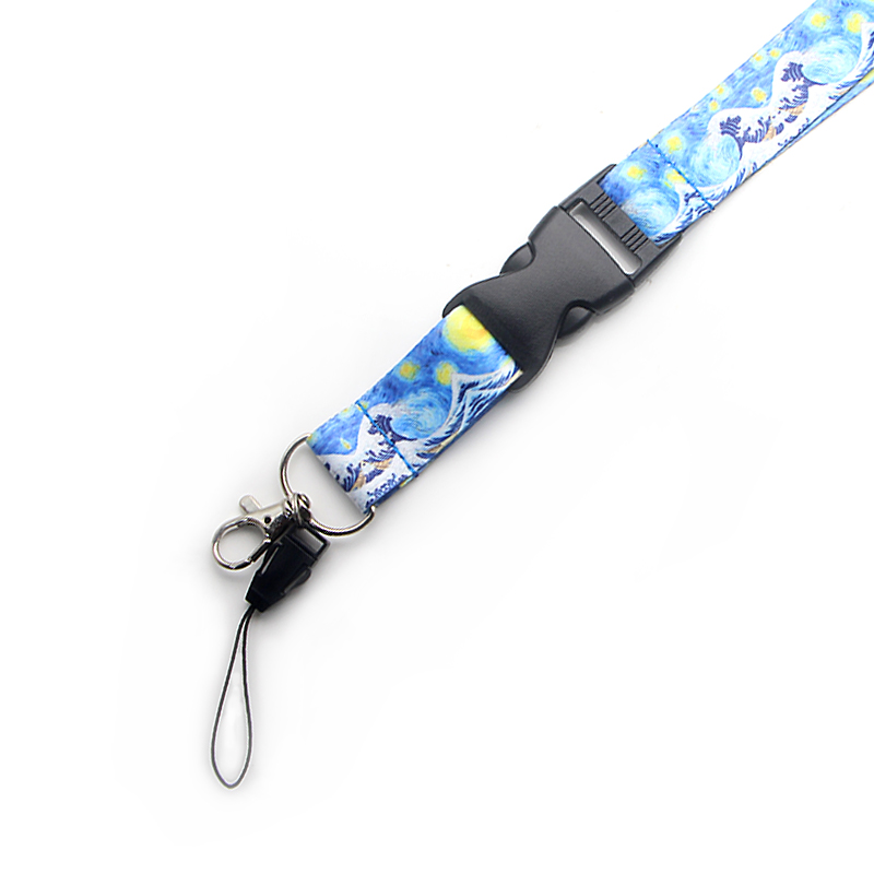 CA173 Van Gogh Starry Sky Kanagawa Wave Lanyard Neck Key Strap for Phone Keys ID Card Cartoon Lanyards Jewelry