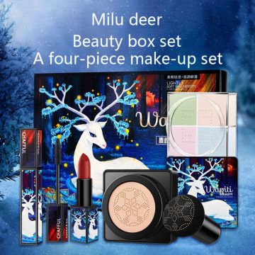 Elk Makeup Set Lipstick Loose Powder Mascara BB Cream Small Mushroom Air Cushion Lasting waterproof Cosmetic Kit