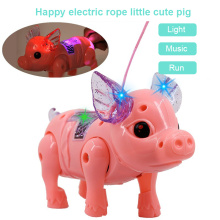 Electric Toy Children Cute Moving Rope Piglet Cute Creative Music Luminous Walking Piglet Pig Children'S Toys kids xmas gifts