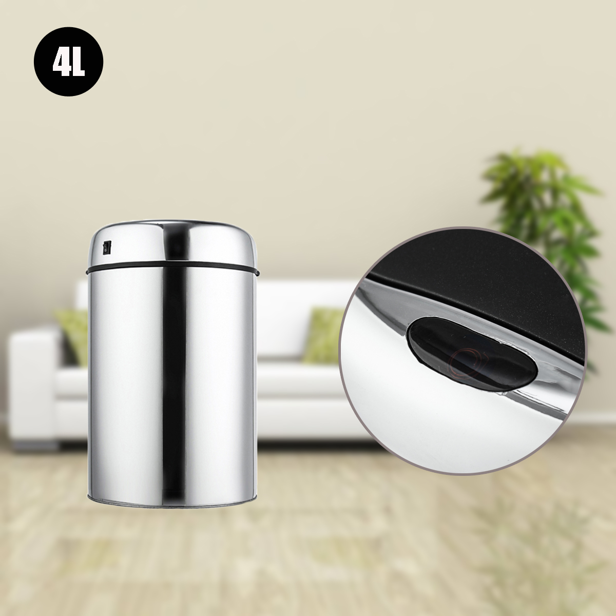 3/4/6L Stainless Steel Touchless Trash Recycle Motion Sensor Automatic Waste Bins USB Charge Kitchen Trash Electronic Dustbin