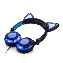Headphone Cat Ear Headset Chargeable LED Foldable Earphones