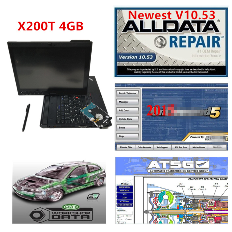 Alldata aut repair software alldata 10.53 and m..chell on-dem..d auto software atsg vivid workshop with x200t laptop HDD 1TB