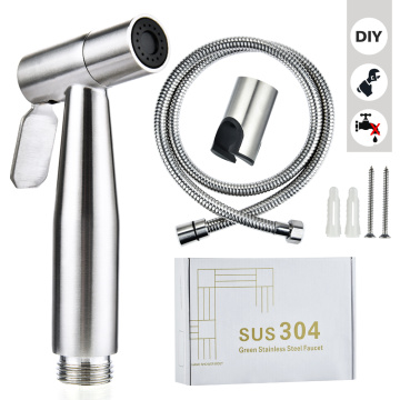 Flexible Handheld Bidet Sprayer Stainless Steel Supplied Hose adjustable Bathroom Toilet Brushed Sprayer Shower Accessories
