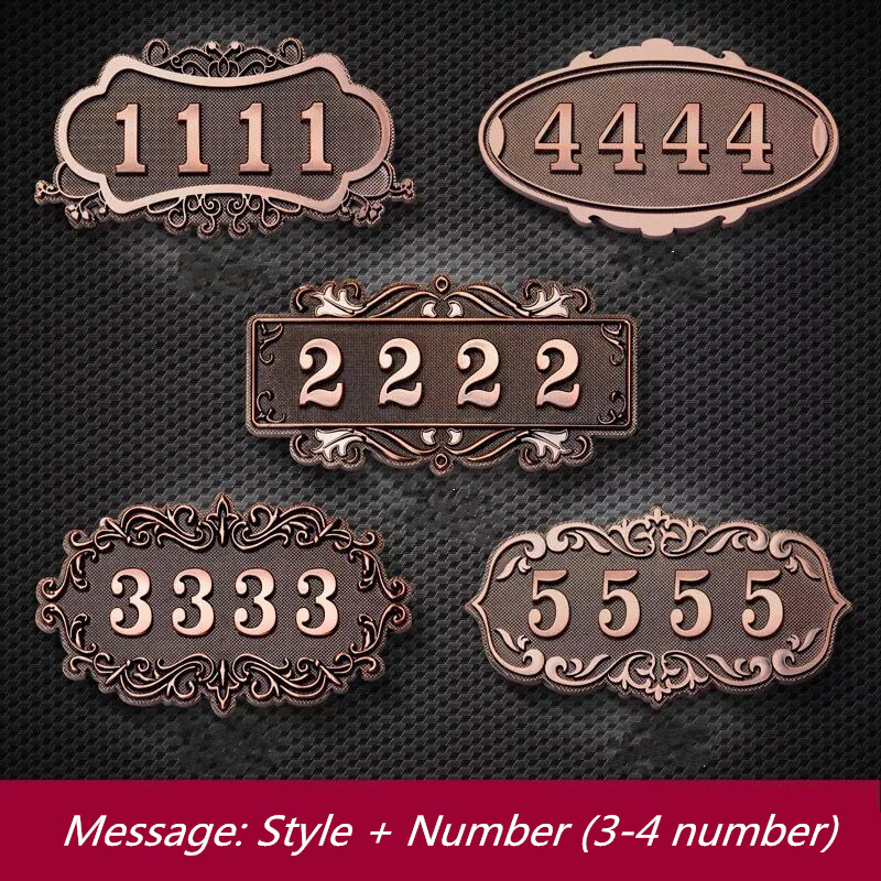 3 - 4 Digits paste classical european style house number pure card villa apartment door sign hotel number wholesale