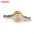 NAIERDI 4PCS Sliding Door Roller Cabinet Copper Caster Wheel Pulley Runners For Wardrobe Window Furniture Hardware