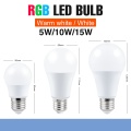 E27 Smart Control Lamp Led RGB Light Dimmable 5W 10W 15W RGBW Led Lamp Colorful Changing Bulb Led Lampada RGBW White Decor Home