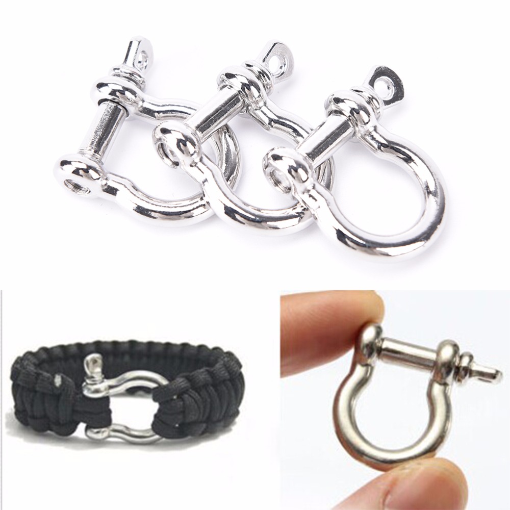 High Quality 1 PCS Outdoor Camping Survival Rope Survival Bracelets O-Shaped Stainless Steel Shackle Buckle