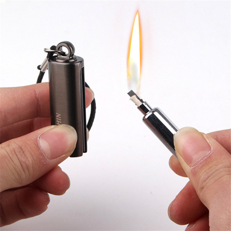 Outdoor Flint Fire Starter Permanent Match Striker Portable Bottle Shaped Survival Tool Lighter Kit for Survive Keychains NO OIL