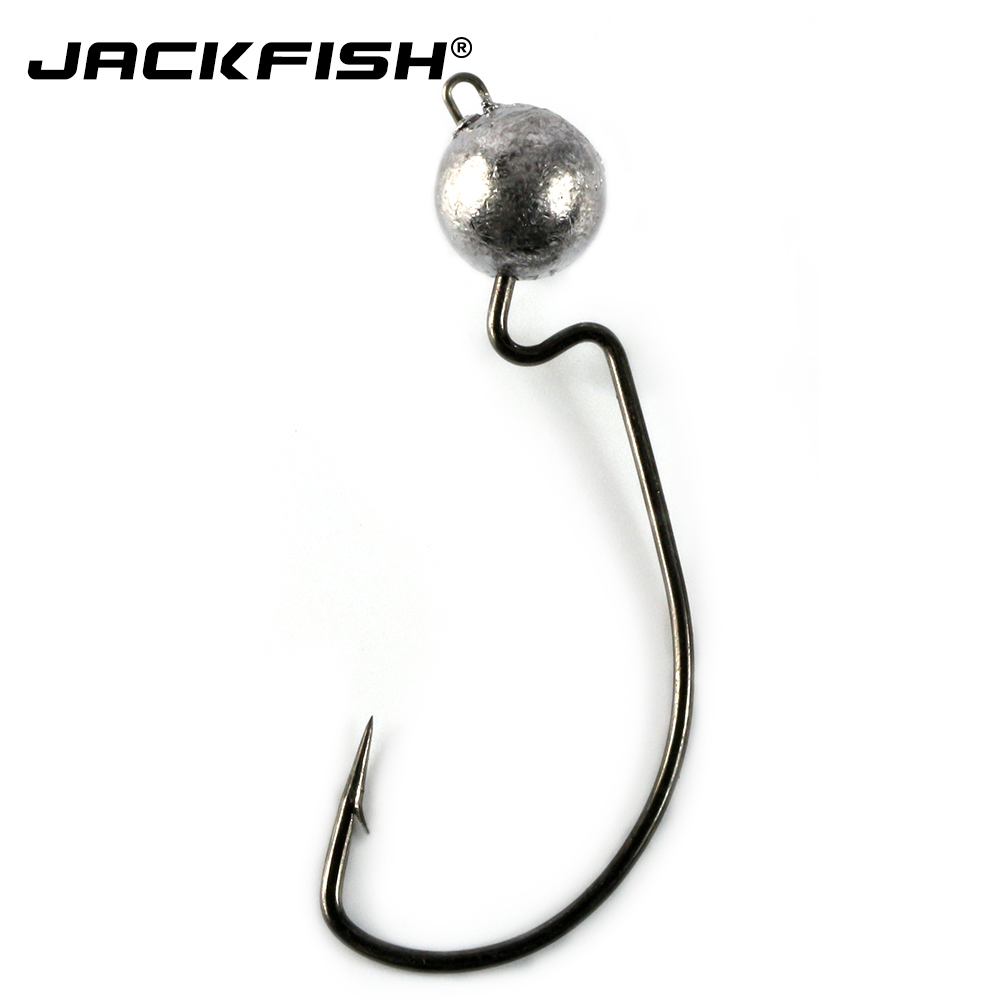 JACKFISH 5pcs/lot crank Jig head hook 3.5g 5g 7g hard baits lead Jig lure fishing hook soft worm fishing tackle accessories