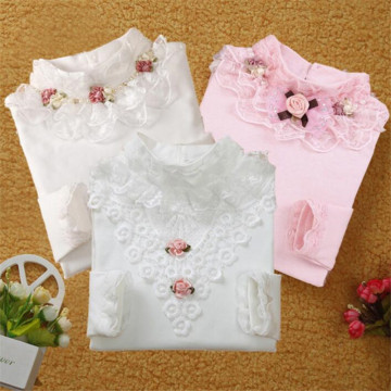 3-13T School Girl Blouse Shirts For Girls Girls Blouse Kids Clothing For Teenagers Soild Korean Backing Shirt With Flowers