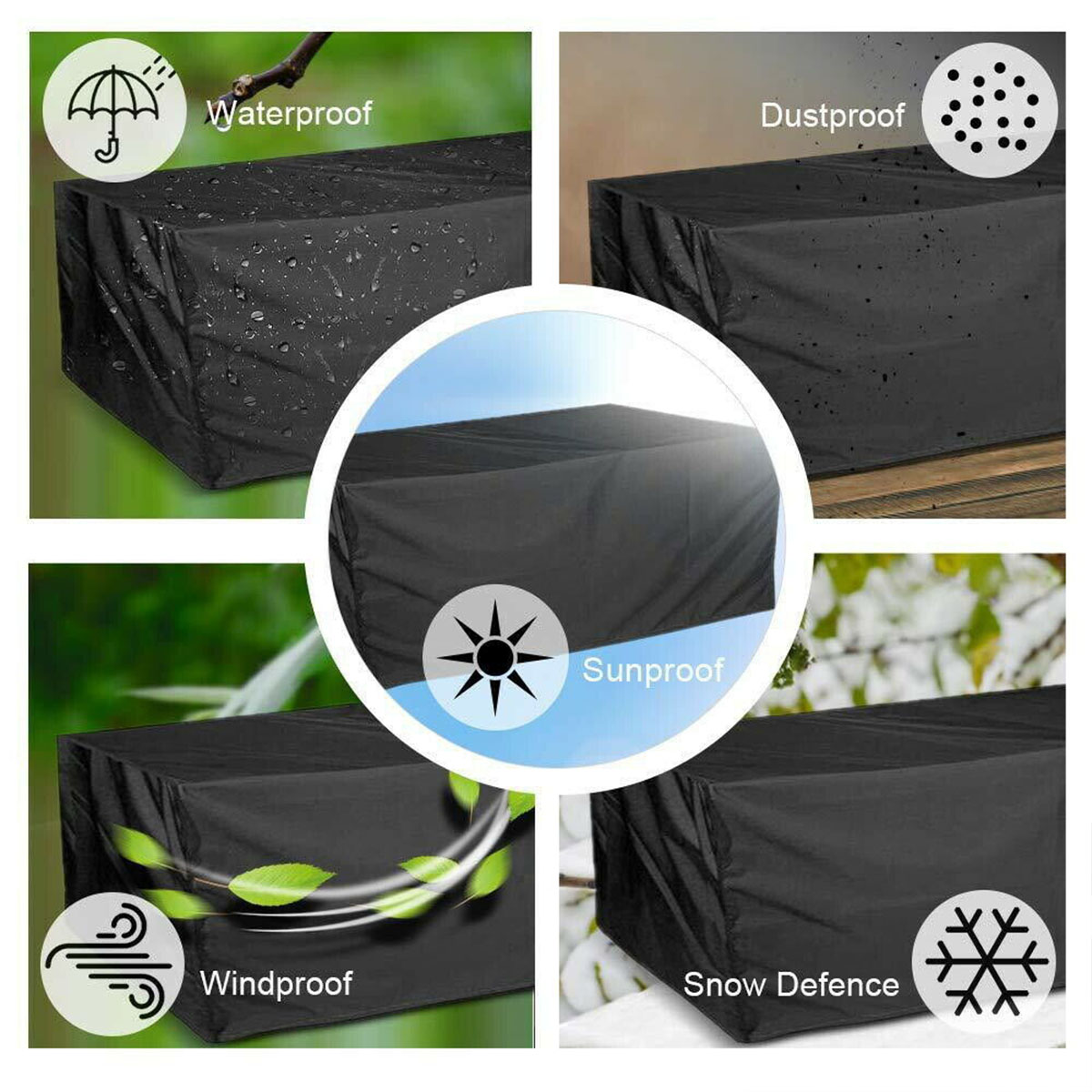 Waterproof Oxford Cloth Furniture Covers Black Outdoor Dustproof Protective Cover Patio Garden Rain Snow Chair Sofa Table Cover