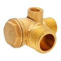 3Port Air Compressor Valve Brass 90Degree Threaded Central Pneumatic Check Valve Replacement Plumbing Hardware Strength Durable