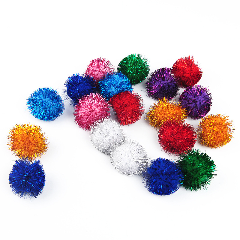 20/50pcs Interactive Cat Sound Paper Self-healing Colorful Bright Silk Glitter Toy Ball Combinations Funny Cat Set Pet Products