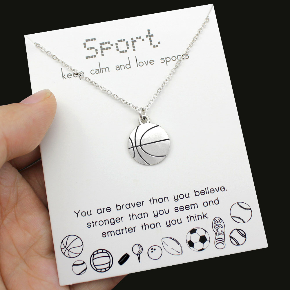 Soccer Football Basketball Volleyball Baseball Golf Tennis Hockey Kickball Necklace Sports Necklace For Men Women Girls Gift