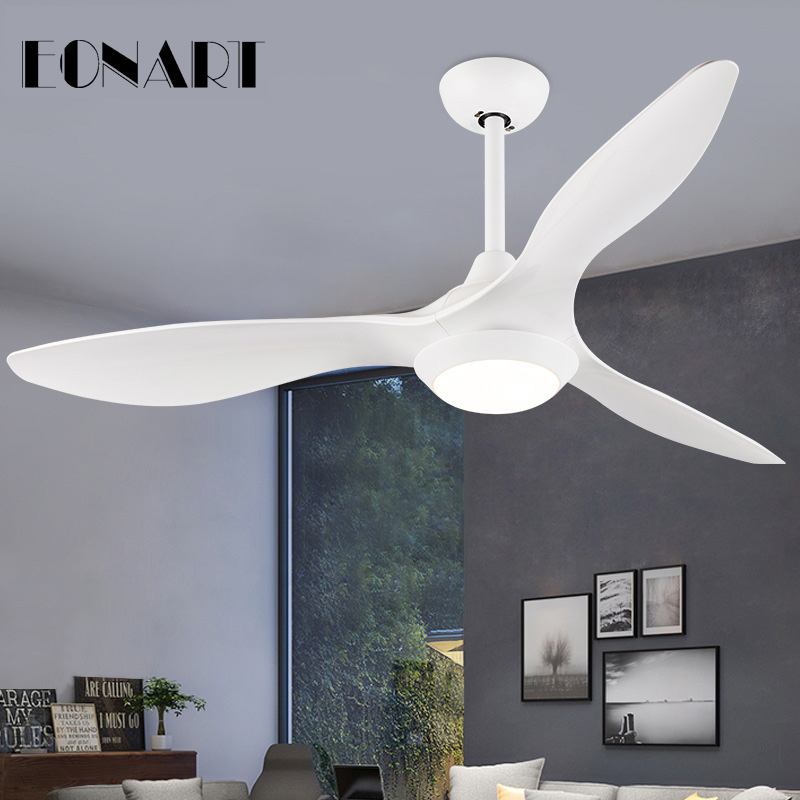 52 Inch modern plastic blade remote control frequency conversion ceiling fan lamp 100-240V motor bedroom with LED fans lights