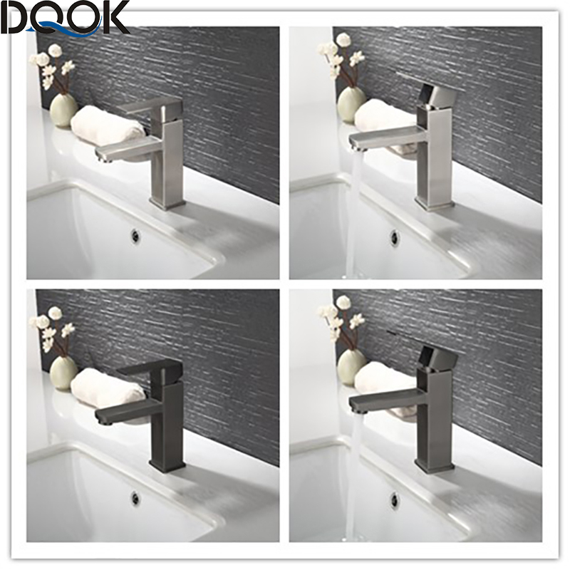 DQOK Brushed Nickle Bathroom Basin Faucets Cold/Hot Mixer Basin Sink Tap Black Water Faucet Bathroom Accessories