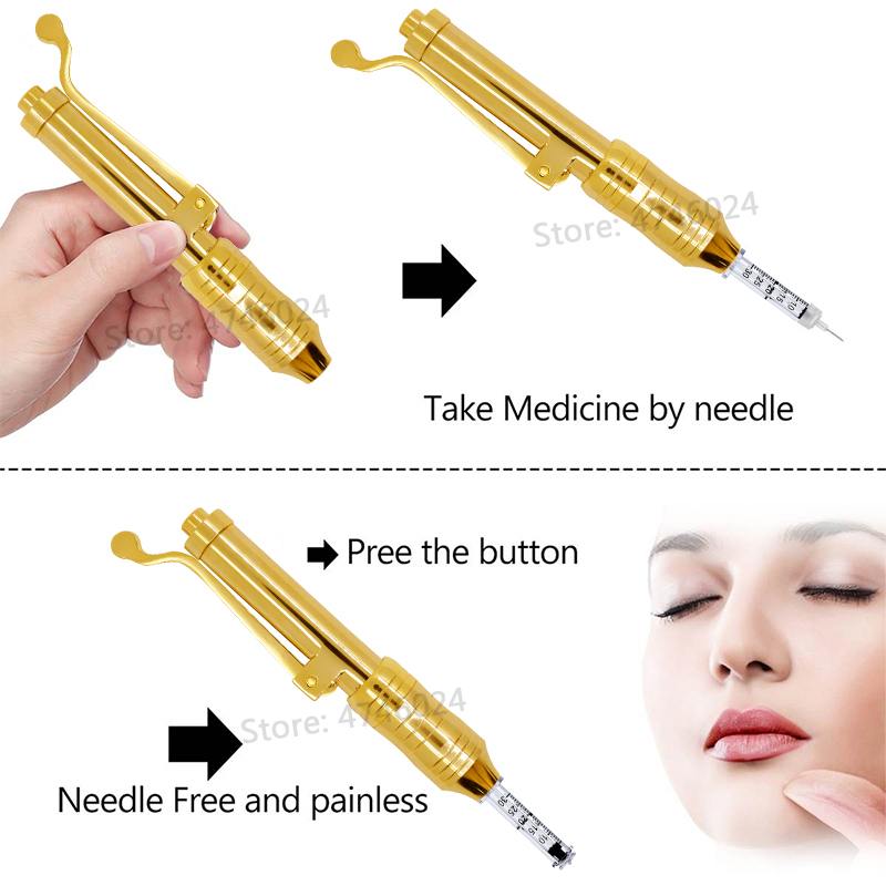 24K Gold No Needle Meso Gun Hyaluron Pen Lip Filler Injector Machine Needle Free Hyaluronic Acid For For Anti Wrinkle Lifting