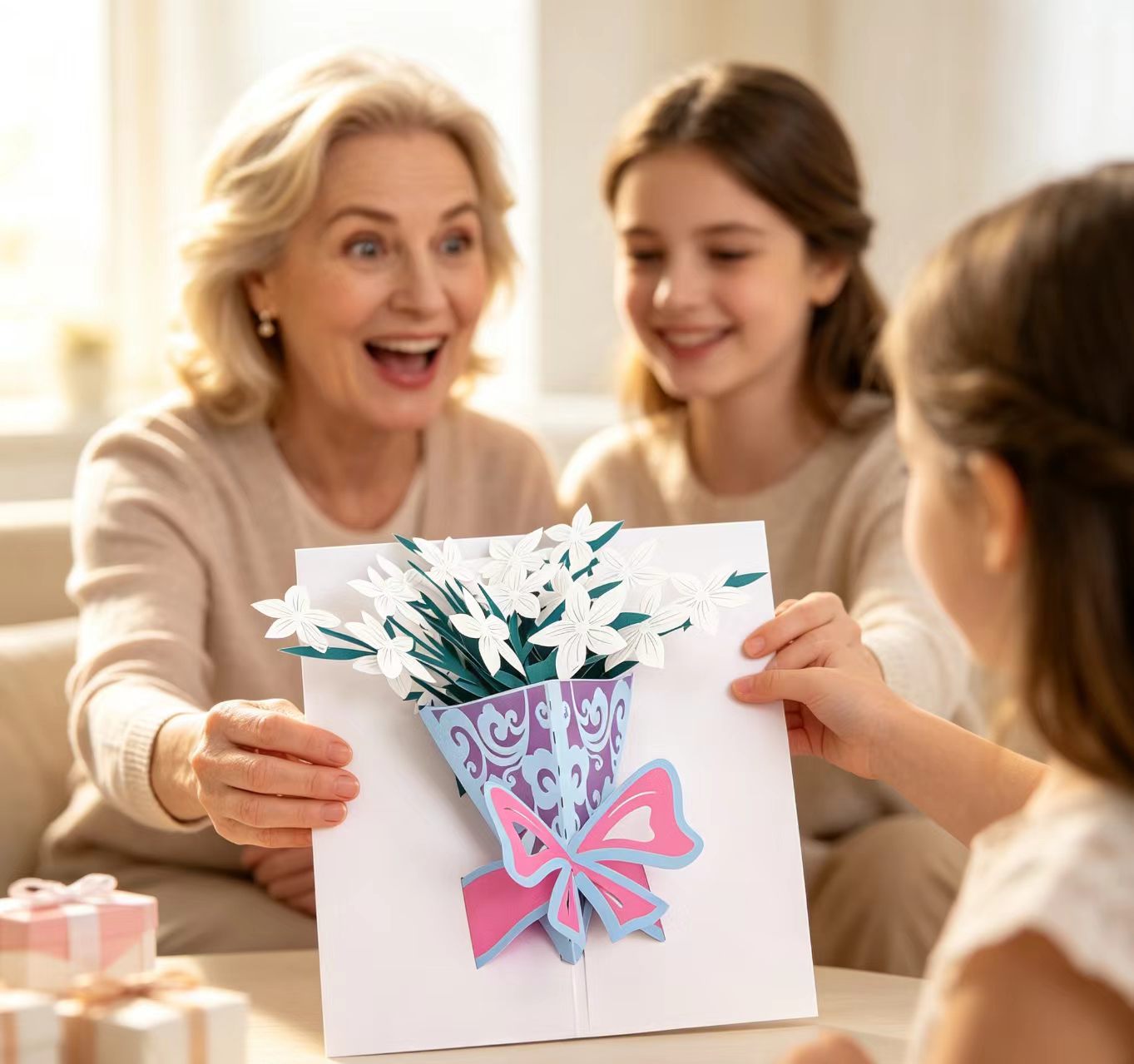 Pop up happy mother's day greeting card
