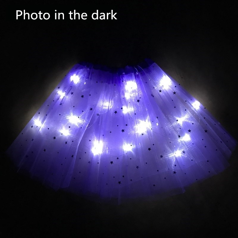 Light LED Girl Kids Clothes Star Tutu Skirt Princess Party Tutus Tulle Pettiskirt Child Ballet Dance Halloween