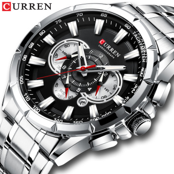 Sports Watches Men`s Luxury Brand CURREN Stainless Steel Quartz Watch Chronograph Date Wristwatch Fashion Business Male Clock