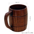 Visual Touch 2PCs Wooden Beer Mug Cup With Handle Wood Cask Barrel Beer Keg Coffee Tea Milk Drinking Mug Cup Breakfast