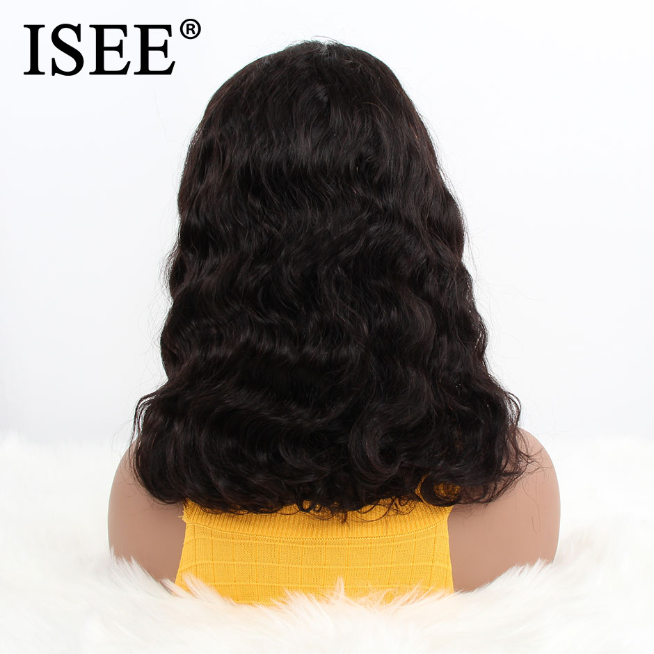 Body Wave Short Bob Human Hair Wigs 250%Density 13X4 Lace Front Wig ISEE HAIR Malaysian Body Wave Bob Lace Front Wigs For Women