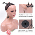 Beige Black Two Colors Skin Mannequin Head With Shoulders Hat Glasses Wig Display Stand With Ear Holes Nunify Supply Female Head